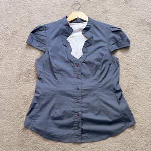 Anthropologie Edme & Esyllte Button-down Shirt with Funky Zig Zag Neckline